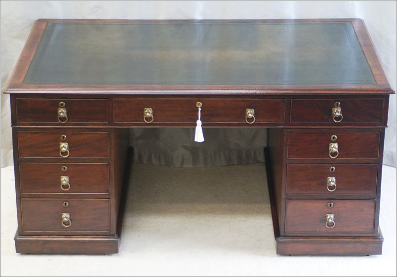 1030 Antique Georgian Mahogany Partners Desk (2)